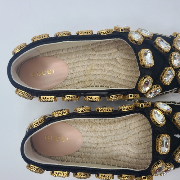 Gucci Canvas Espadrille Flats with Crystals Black EU 37 - Picture 6 of 14